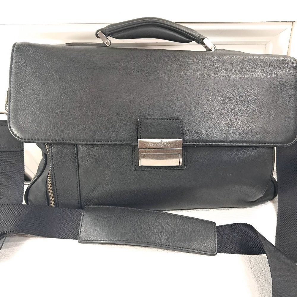 Vintage Gianni Conti Briefcase black leather bag satchel Italy‎ document case